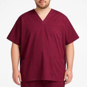 Cherokee Workwear Wine Scrub Top 4XL Unisex 3 Pocket